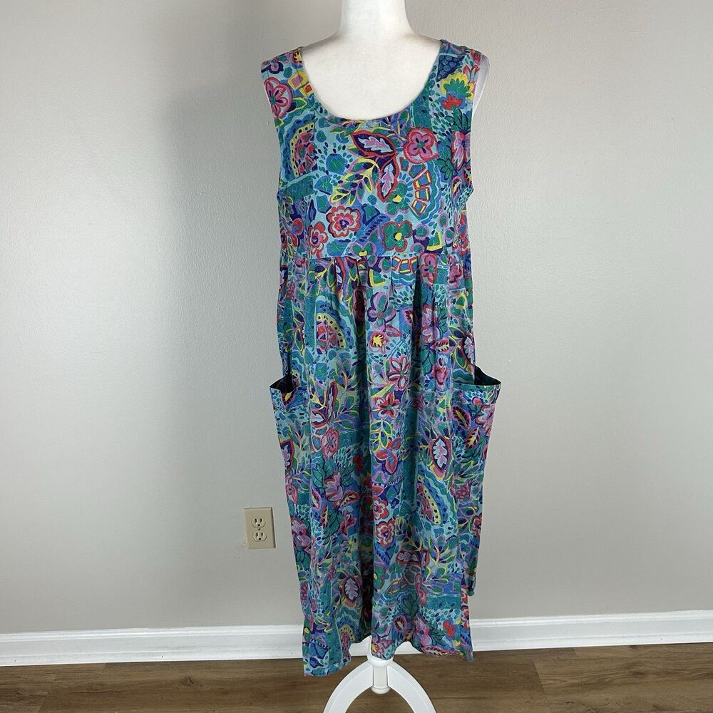 Rainbow Midi Dress Overall Jumper Apron House Muumuu Floral Abstract Peasant